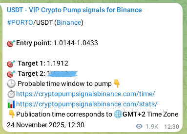 Access the Binance pump signal verification for PORTO at 26 November 2025, 17:11 Binance pump signal verification for PORTO at 26 November 2025, 17:11
