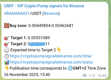 View the signal proof for BANANAS31 pump on Binance at 26 November 2025, 18:46 Signal proof for BANANAS31 pump on Binance at 26 November 2025, 18:46