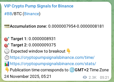 Binance pump signal data for BB at 26 November 2025, 21:16 Binance pump signal data for BB at 26 November 2025, 21:16
