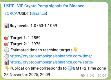 Binance trading signal proof for ORCA pump, 27 November 2025, 05:00 Binance trading signal proof for ORCA pump, 27 November 2025, 05:00