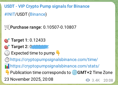 View the trading signal verification for INIT pump from Binance, 27 November 2025, 18:43 Trading signal verification: INIT pump from Binance, 27 November 2025, 18:43