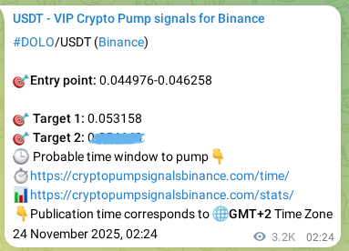 Confirm the crypto trading signal for DOLO pump on Binance, 27 November 2025, 19:13 Crypto trading signal confirmation: DOLO pump on Binance, 27 November 2025, 19:13