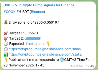 Authenticate the market signal for COOKIE on Binance at 27 November 2025, 19:34 Market signal authentication: COOKIE on Binance at 27 November 2025, 19:34