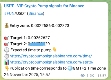 Crypto pump signal proof: Verify FUN on Binance, 28 November 2025, 10:16 Crypto pump signal proof: FUN on Binance, 28 November 2025, 10:16
