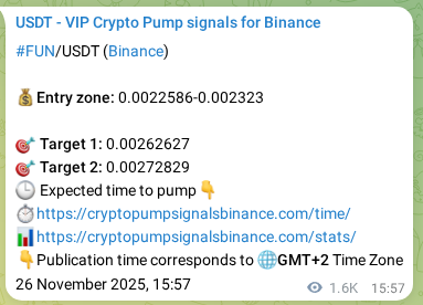 Binance trading signal proof for FUN pump, 28 November 2025, 11:59 Binance trading signal proof for FUN pump, 28 November 2025, 11:59