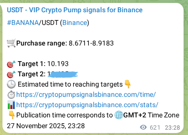 Crypto market signal proof: BANANA pump on Binance, 28 November 2025, 14:12 Crypto market signal proof: BANANA pump on Binance, 28 November 2025, 14:12