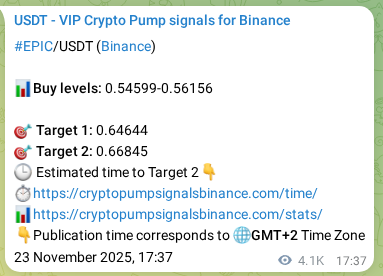 Crypto trading signal proof: EPIC pump on Binance, 28 November 2025, 15:33 Crypto trading signal proof: EPIC pump on Binance, 28 November 2025, 15:33