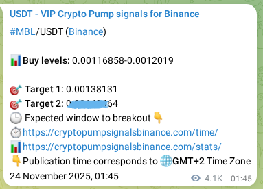 Proof of MBL pump signal on Binance at 29 November 2025, 01:46