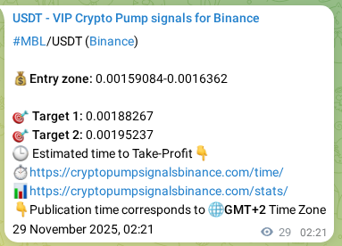 Authenticated proof of MBL's pump signal on Binance at 29 November 2025, 02:39