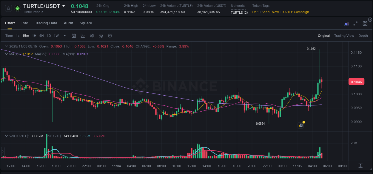 Trading insight: TURTLE pump report from Binance, 05 November 2025, 05:10 Trading insight: TURTLE pump report from Binance, 05 November 2025, 05:10