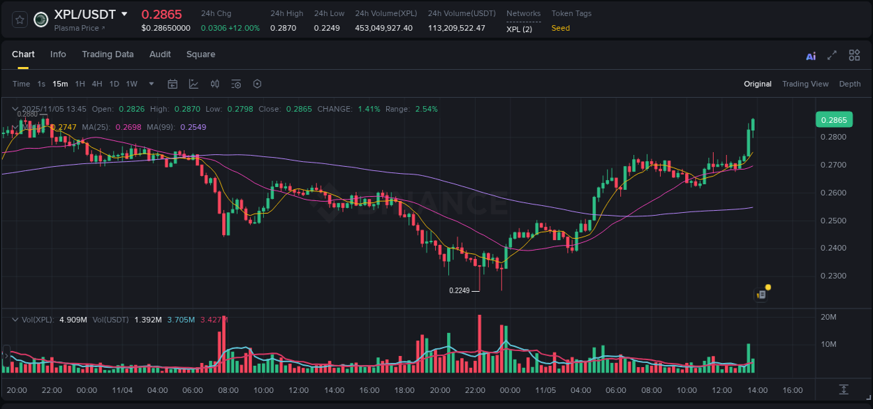 Understand the market analysis of XPL pump on Binance at 05 November 2025, 13:50 Market trend analysis: XPL pump on Binance at 05 November 2025, 13:50