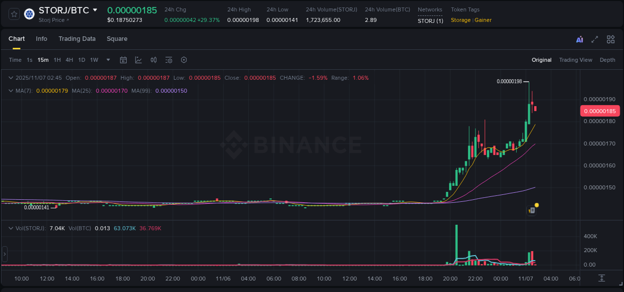 Detailed report of STORJ's pump on Binance at 07 November 2025, 02:27
