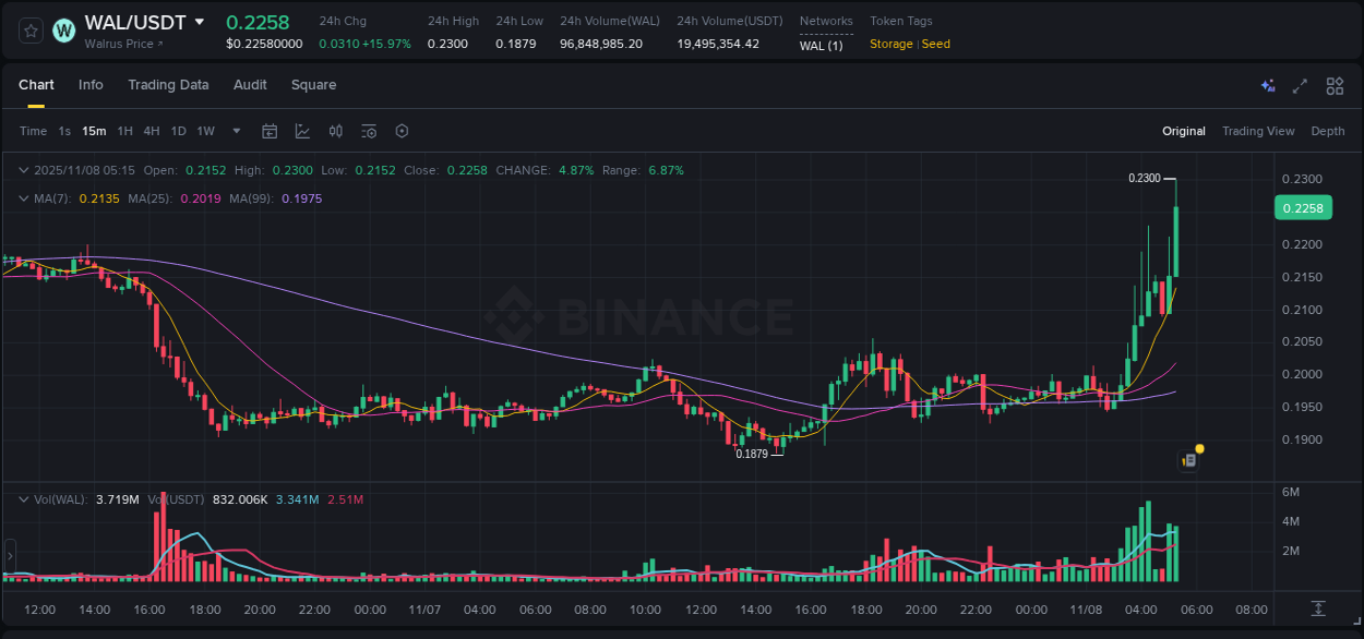 Binance pump statistics for WAL at 08 November 2025, 04:23