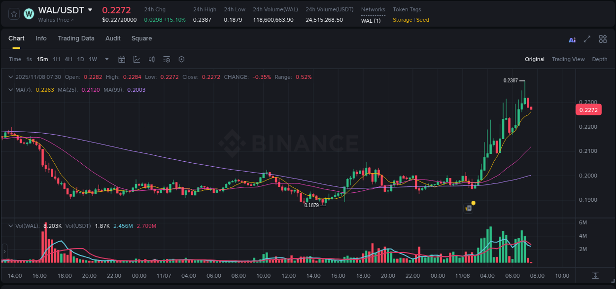 Crypto market trends: WAL pump on Binance, 08 November 2025, 05:32