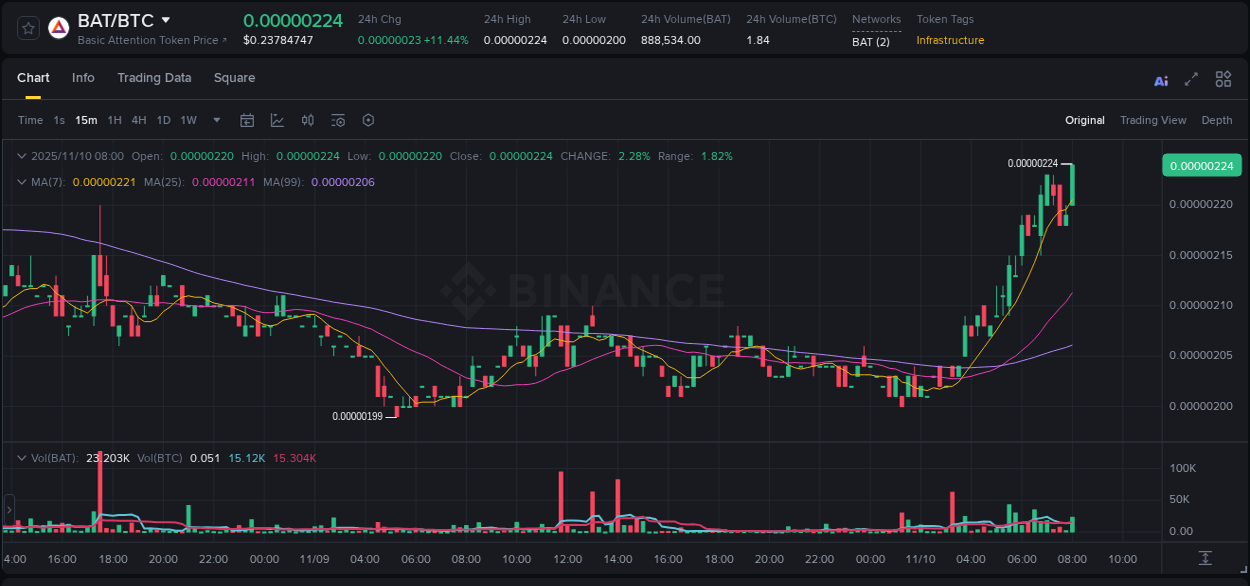 Detailed insights into BAT's pump on Binance at 10 November 2025, 08:05 Detailed report of BAT's pump on Binance at 10 November 2025, 08:05