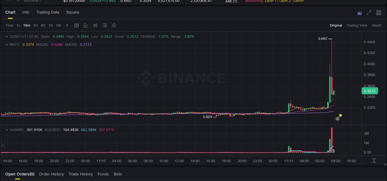 Detailed insights into ARK's pump on Binance at 11 November 2025, 07:27 Detailed report of ARK's pump on Binance at 11 November 2025, 07:27