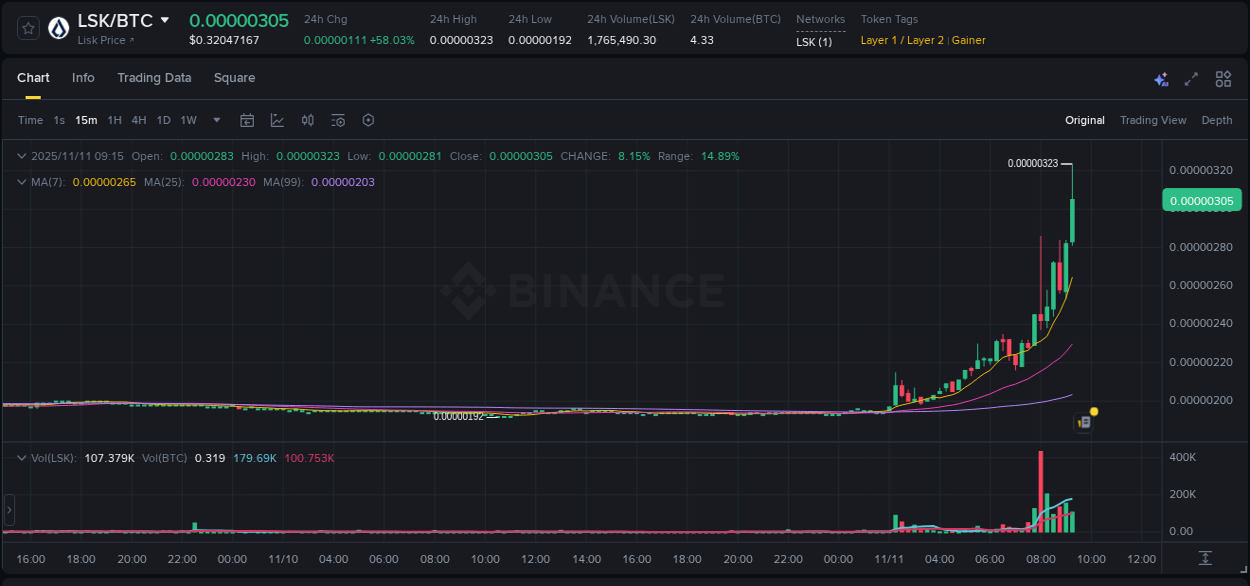 Trading insight: LSK pump report from Binance, 11 November 2025, 09:17 Trading insight: LSK pump report from Binance, 11 November 2025, 09:17