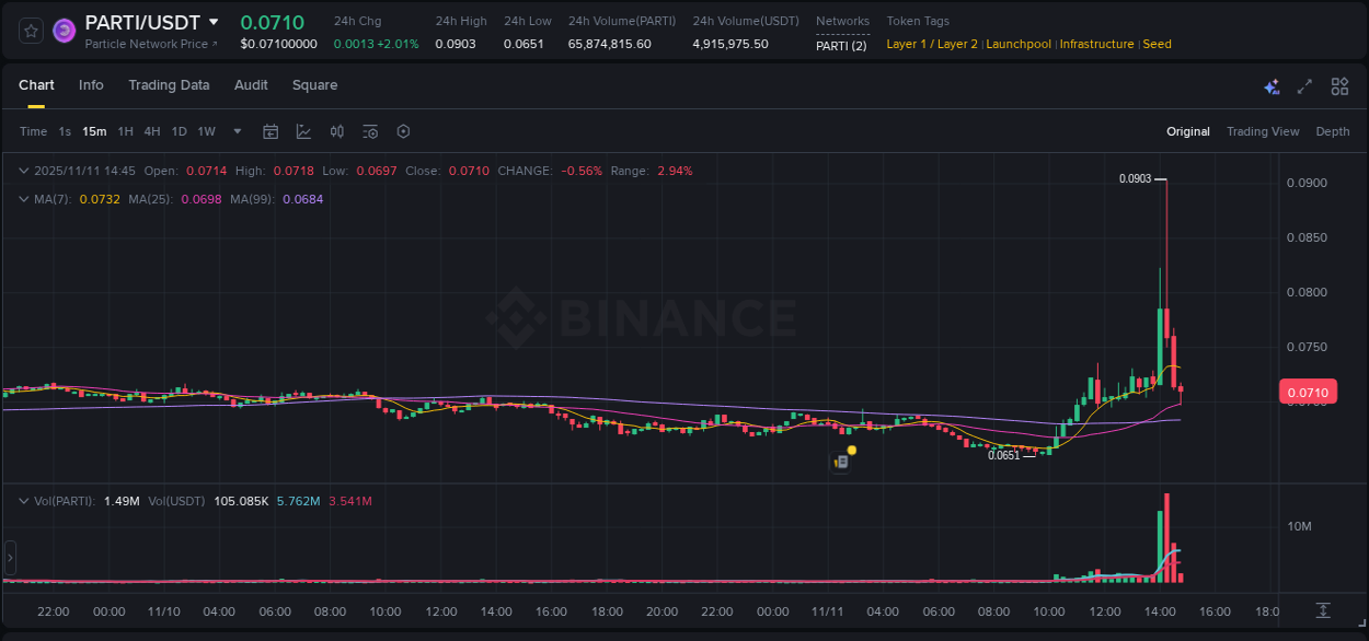 Access Binance pump statistics for PARTI at 11 November 2025, 14:20 Binance pump statistics for PARTI at 11 November 2025, 14:20