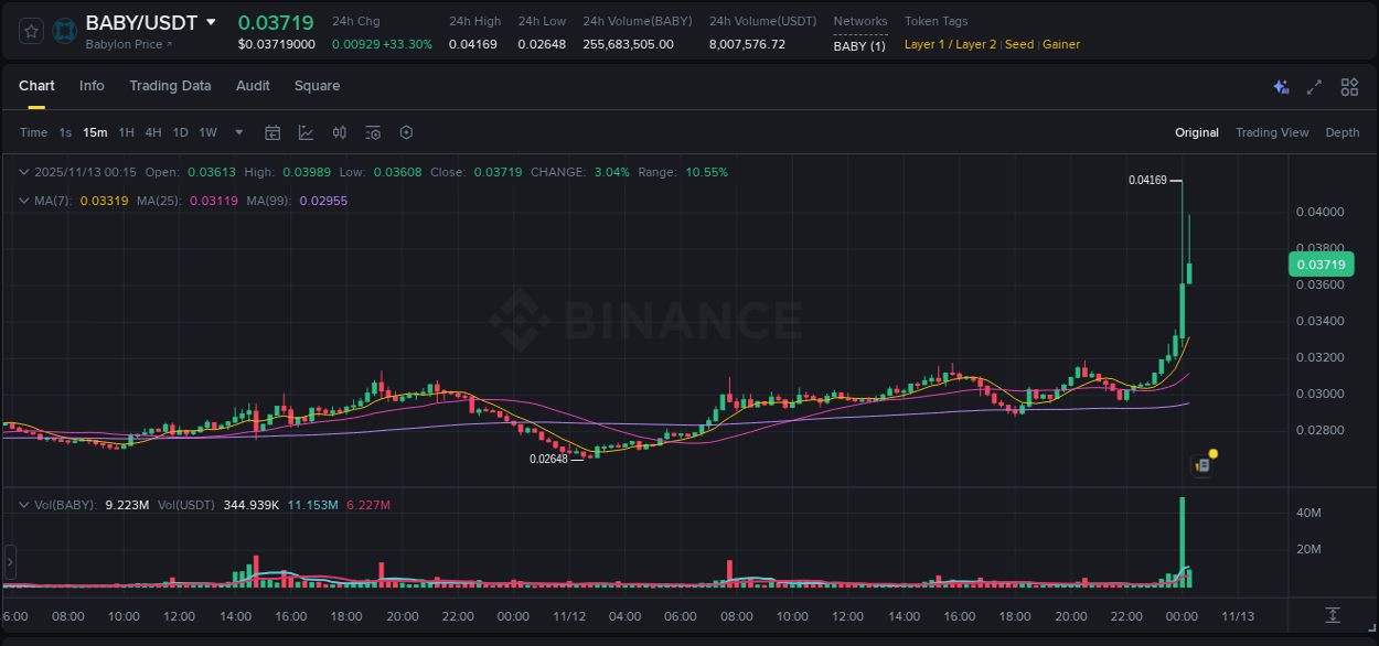 Detailed insights into BABY's pump on Binance at 13 November 2025, 00:08 Detailed report of BABY's pump on Binance at 13 November 2025, 00:08