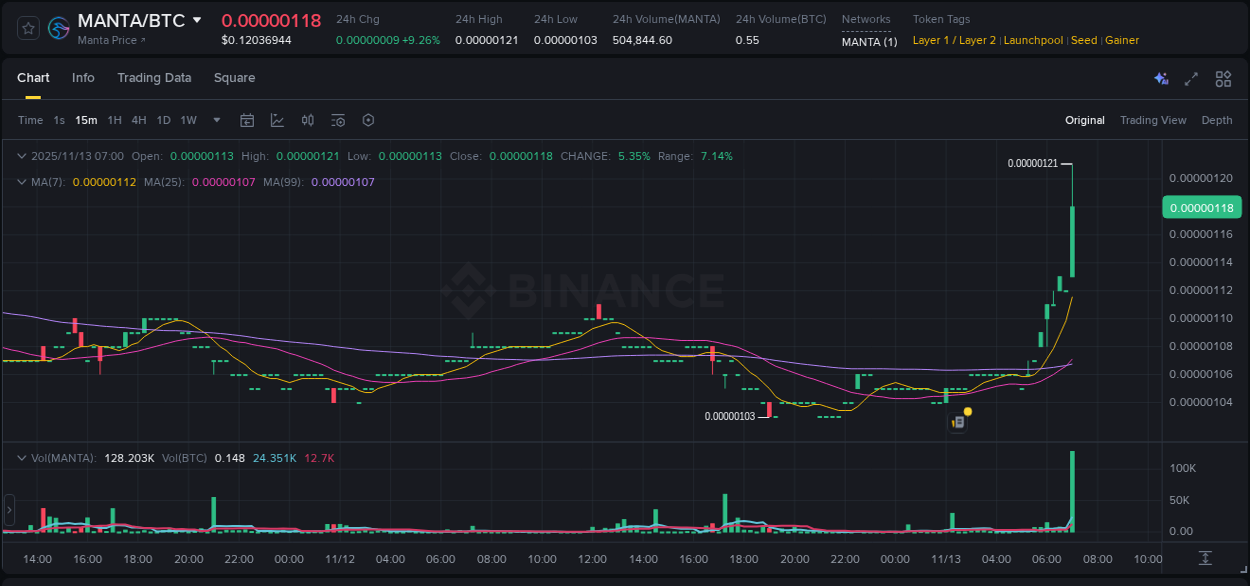 Detailed insights into MANTA's pump on Binance at 13 November 2025, 07:04 Detailed report of MANTA's pump on Binance at 13 November 2025, 07:04